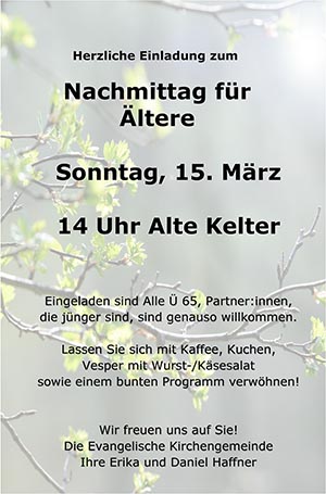 Plakat für den Nachmittag für Ältere