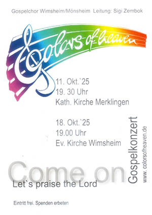 Plakat fürs Konzert vom Gospelchor Colors of Heaven