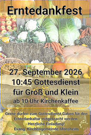 Plakat für den Erntedankfest Gottesdienst